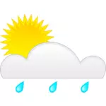 Pastello colorato simbolo della soleggiata con immagine vettoriale pioggia
