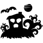Silhouette vector graphics of spooky house