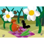 Caterpillar and turtle picnic vector image
