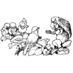 Écureuil et oiseaux thé vecteur