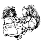 गिलहरी, गुड़िया और चाय वेक्टर क्लिप आर्ट