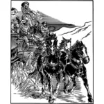 男性の駅馬車のグループのベクトル描画