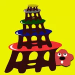 Taburete-torre de dibujos animados con estrella roja
