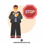 Stop sign and a businessman