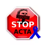 Stop ACTA sign with blue ribbon vector image