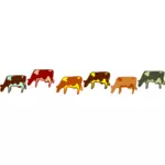 Colored cows set vector illustration