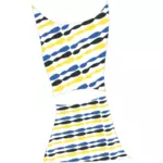 Vektor seni klip wanita gaun musim panas dengan pola biru dan kuning
