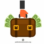 Suitcase packed with cash