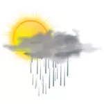 矢量为天气预报彩色符号的插图晴与雨