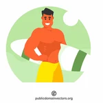 Surfer posing with a surfboard
