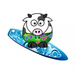 Серфинг корова векторное изображение