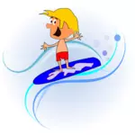 Comic character surfer vector graphics