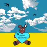Cartoon donkey with a heart message
