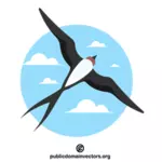 Swallow with spread wings