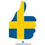 Daumen hoch mit schwedischer Flagge