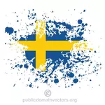 Zweedse vlag met inkt splatter