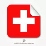 スイスの国旗ステッカーを剥離