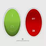 Botão interruptor vermelho e verde