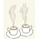 Clip art graphics of two coffee cups