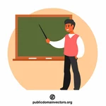 Učitel ukazuje na tabuli