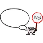 Speech bubble holding stop sign vector graphics