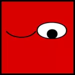 Image vectorielle d'emoticon carré rouge oeil clin d'oeil