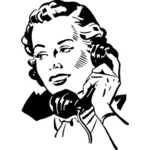 Vector drawing of lady using a telephone