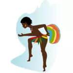 Disegno vettoriale di donna africana ballerino