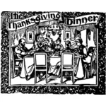 Banner makan malam Thanksgiving dengan perbatasan vektor grafis