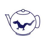 Vector image of blue outline tea pot