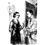 Vektorgrafik med mannen i kostym med en kvinna