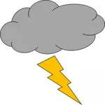 Vektor ilustrasi awan dengan thunderbolt cuaca ikon