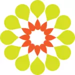 Vector de la imagen de Flor abstracta verde y naranja