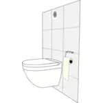 Vector image of modern toilet with cistern behind wall