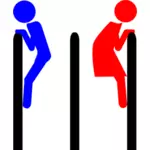 Grafis vektor lambang pintu toilet komik