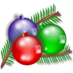 Три рождественские украшения векторное изображение