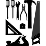 Silhouette vector clip art of selection of tools