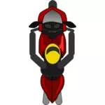 Vector clip art of top view of man on motorbike