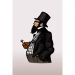 Illustration de gentilhomme en habit noir avec pipe