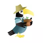 Vector image of parrot with hat