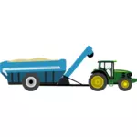 Tractor de granja con grano carro vector de la imagen