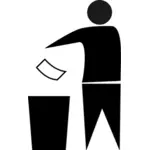Male rubbish bin sign vector clip art