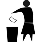 女性垃圾桶标志矢量图形