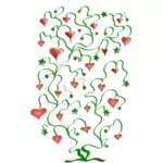 Tree of hearts with leaves of stars vector graphics