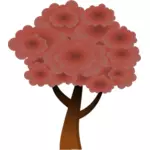 Grafis vektor merah siluet pohon kayu