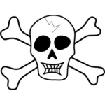 Vector drawing of broken skull pirate sign