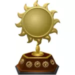 Vector drawing of gold sun shaped trophy