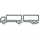 Trailer truk ikon garis seni vektor Menggambar