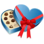 Blå hjärtformade låda med choklad vektorbild