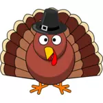Vector clip art of funny turkey with black hat